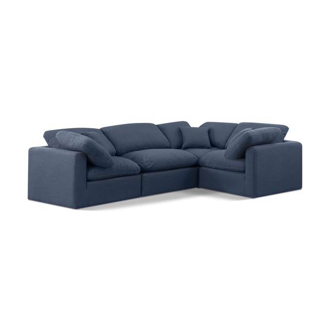 Meridian Furniture Indulge Navy Linen 4pc Sofa Sectional MRD-141NAVY-SEC4C