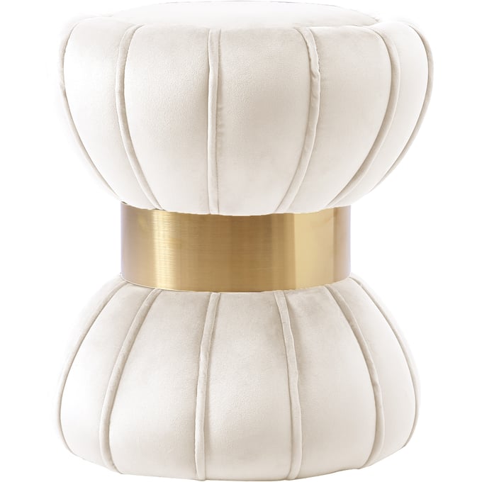 Design Edge Herberton  Cream Velvet Ottoman DE-23271535