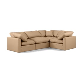 Meridian Furniture Indulge Tan Vegan Leather 4pc Sofa Sectional