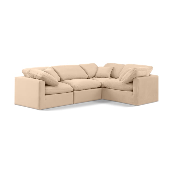 Meridian Furniture Indulge Beige Velvet 4pc Sofa Sectional MRD-147BEIGE-SEC4C