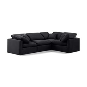 Meridian Furniture Indulge Black Velvet 4pc Sofa Sectional