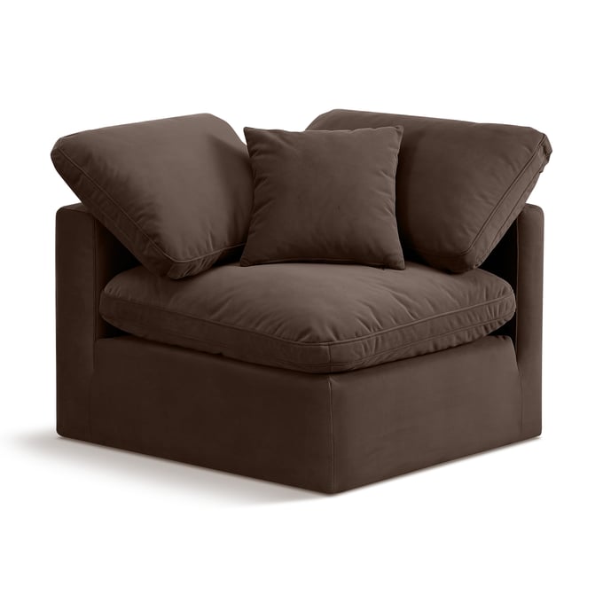 Meridian Furniture Indulge Brown Velvet Corner Chair MRD-147BROWN-CORNER