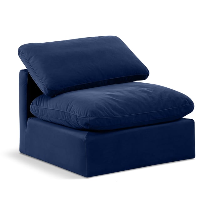 Meridian Furniture Indulge Navy Velvet Armless Chair MRD-147NAVY-ARMLESS