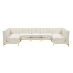 Meridian Furniture Alina Cream Velvet 7pc Modular Sectional