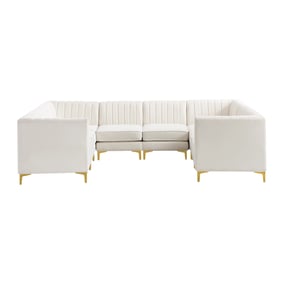 Meridian Furniture Alina Cream Velvet 8pc Modular Sectional