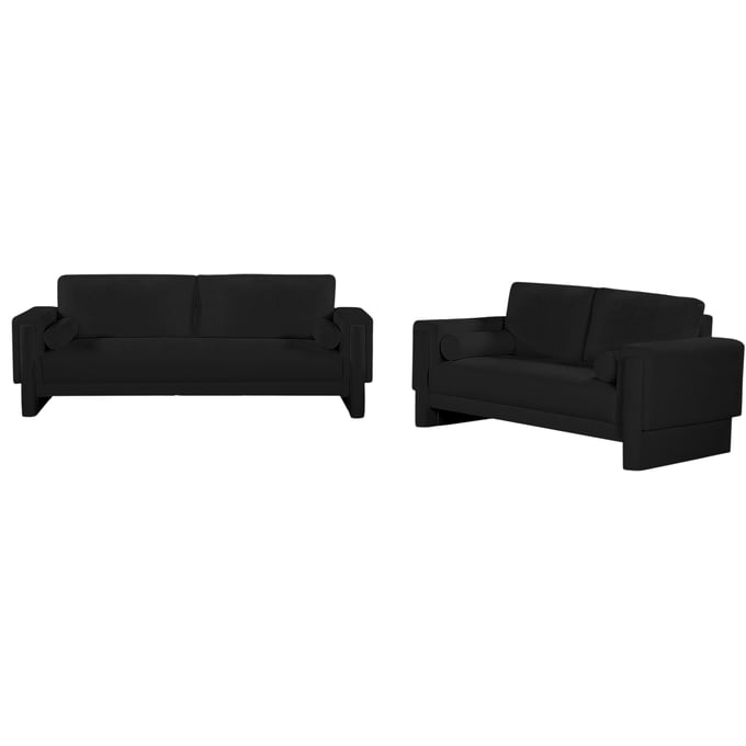 Meridian Furniture Madeline Black Chenille Fabric 2pc Living Room Set MRD-152BLACK-LR-S1