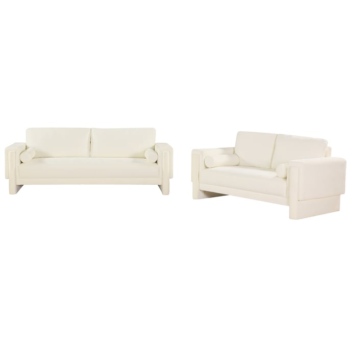 Meridian Furniture Madeline Cream Chenille Fabric 2pc Living Room Set MRD-152CREAM-LR-S1