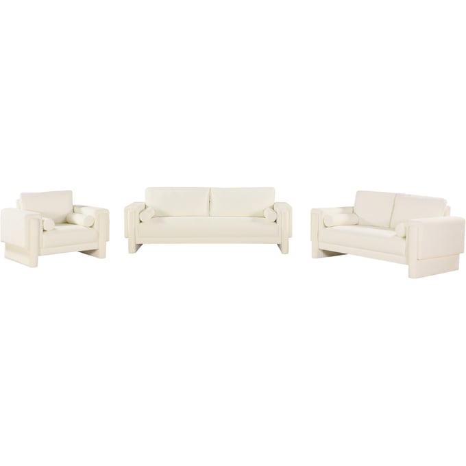 Meridian Furniture Madeline Cream Chenille Fabric 3pc Living Room Set MRD-152CREAM-LR-S2