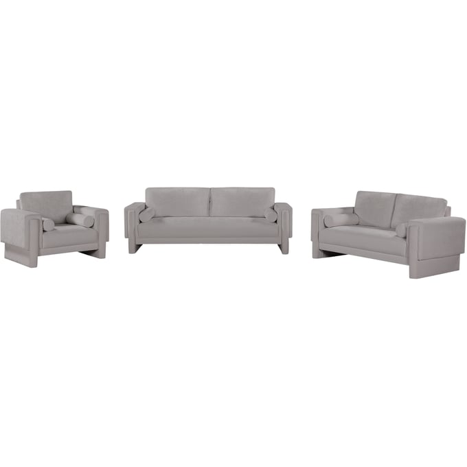 Meridian Furniture Madeline Grey Chenille Fabric 3pc Living Room Set MRD-152GREY-LR-S2