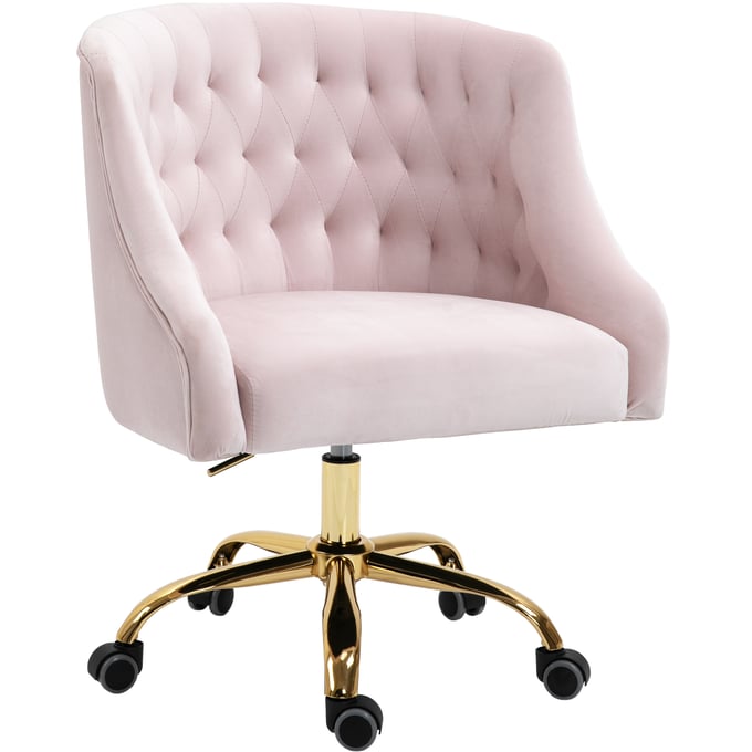 Meridian Furniture Arden Pink Velvet Gold Office Chair MRD-161PINK