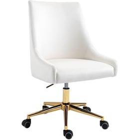 Meridian Furniture Karina Cream Velvet Gold Office Chair