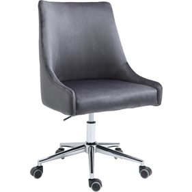 Meridian Furniture Karina Grey Velvet Chrome Office Chair