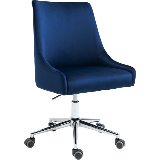 Meridian Furniture Karina Navy Velvet Chrome Office Chair MRD-164NAVY