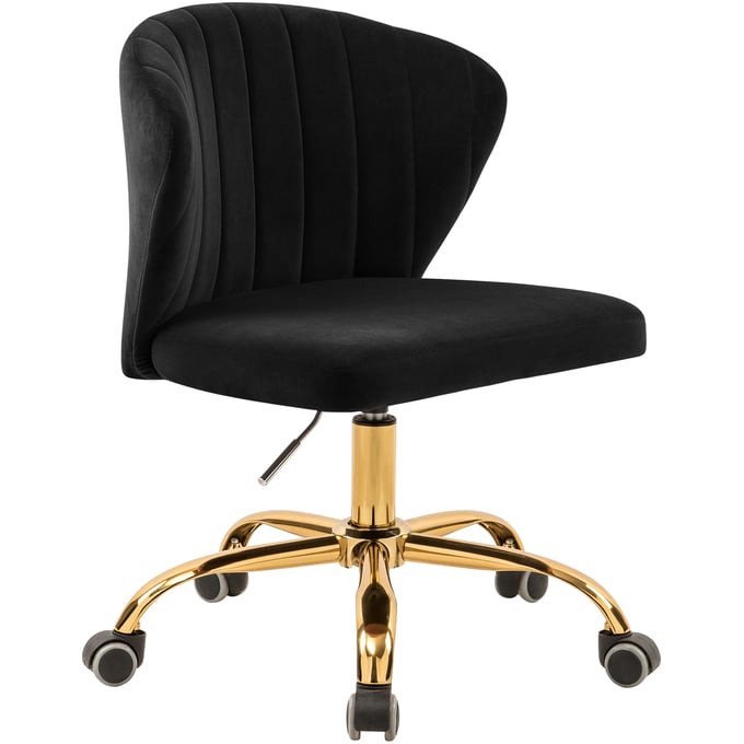 Meridian Furniture Finley Black Velvet Gold Office Chair MRD-165BLACK