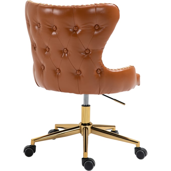 Meridian Furniture Hendrix Cognac Faux Leather Gold Office Chair