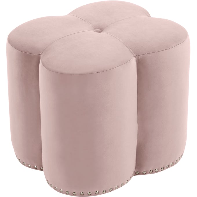 Meridian Furniture Clover Pink Velvet Ottoman MRD-173PINK