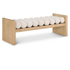 Meridian Furniture Waverly Cream Fabric Wood Bench