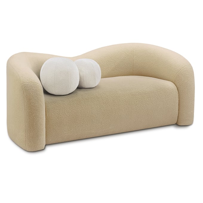 Meridian Furniture Kali Beige Faux Shearling Teddy Fabric Loveseat MRD-186BEIGE-L