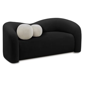 Meridian Furniture Kali Black Faux Shearling Teddy Fabric Loveseat