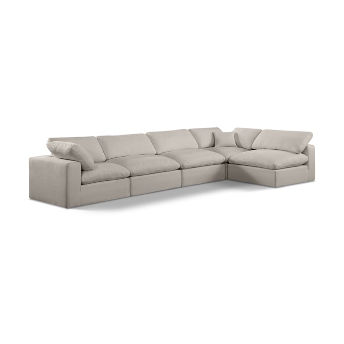 Meridian Furniture Comfy Beige Fabric Contemporary Sectional MRD-187BEIGE-SEC5D