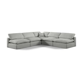 Meridian Furniture Comfy Grey Fabric Modular 5pc Sectional