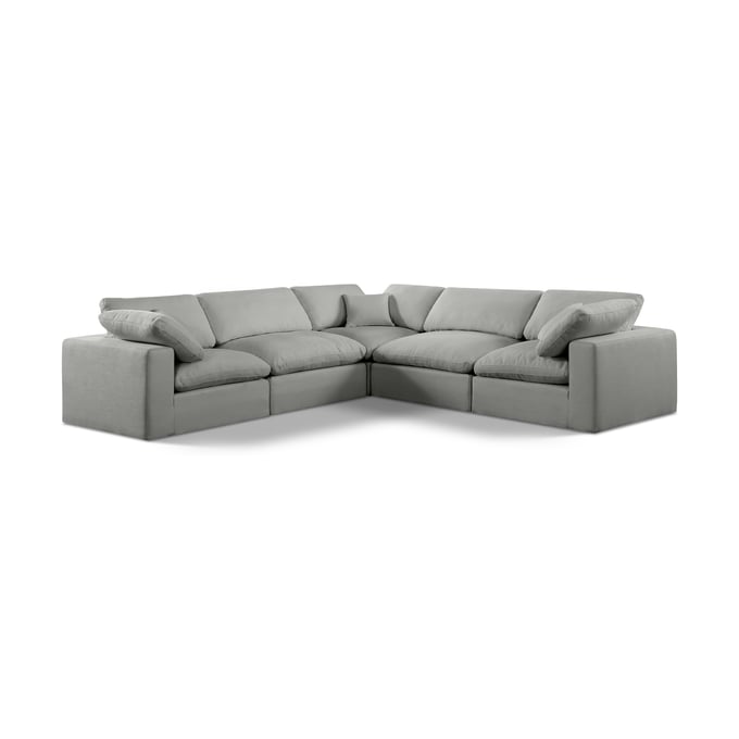 Meridian Furniture Comfy Grey Fabric 5pc Sectional MRD-187GREY-SEC5C