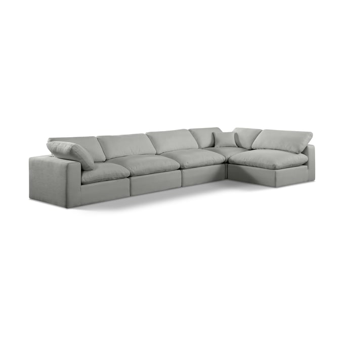 Meridian Furniture Comfy Grey Fabric Contemporary Sectional MRD-187GREY-SEC5D