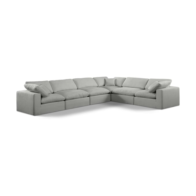 Meridian Furniture Comfy Grey Fabric 6pc Modular Sectional MRD-187GREY-SEC6A