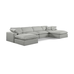 Meridian Furniture Comfy Grey Fabric Modular 6pc Sectional