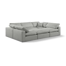 Meridian Furniture Comfy Grey Fabric 6pc Sectional