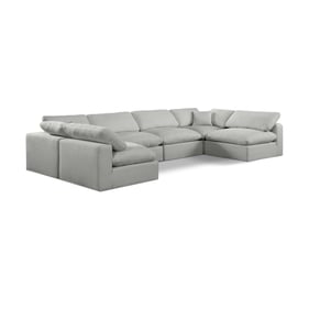 Meridian Furniture Comfy Grey Fabric Contemporary 6pc Sectional