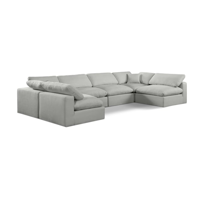 Meridian Furniture Comfy Grey Fabric Contemporary 6pc Sectional MRD-187GREY-SEC6D