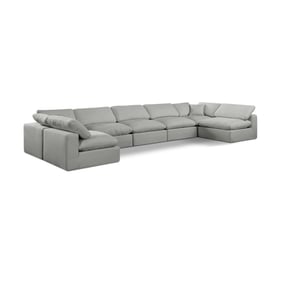 Meridian Furniture Comfy Grey Fabric Modular 7pc Sectional