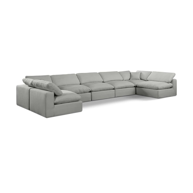 Meridian Furniture Comfy Grey Fabric Modular 7pc Sectional MRD-187GREY-SEC7B