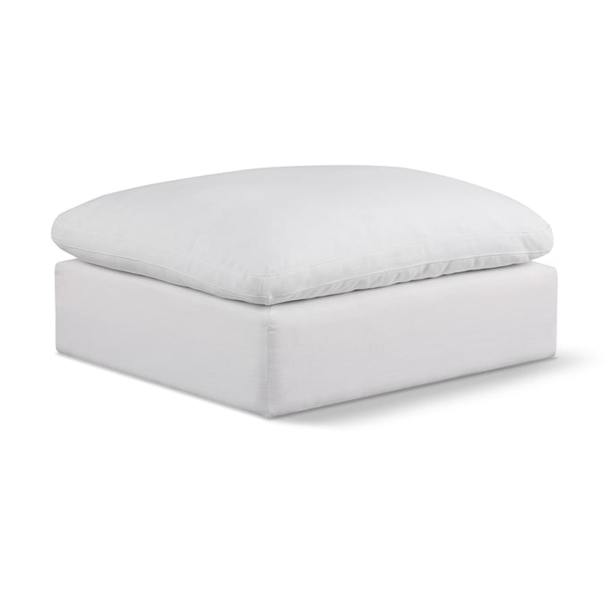 Meridian Furniture Comfy White Fabric Modular Ottoman MRD-187WHITE-OTT