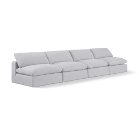 Meridian Furniture Comfy White Fabric Armless Sectional