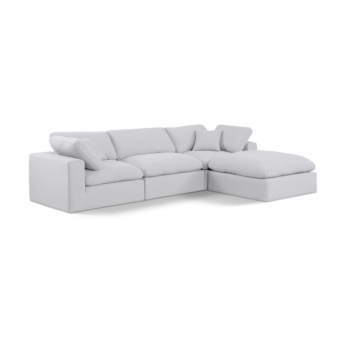 Meridian Furniture Comfy White Fabric 4pc Modular Sectional MRD-187WHITE-SEC4A