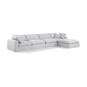 Meridian Furniture Comfy White Fabric 5pc Modular Sectional