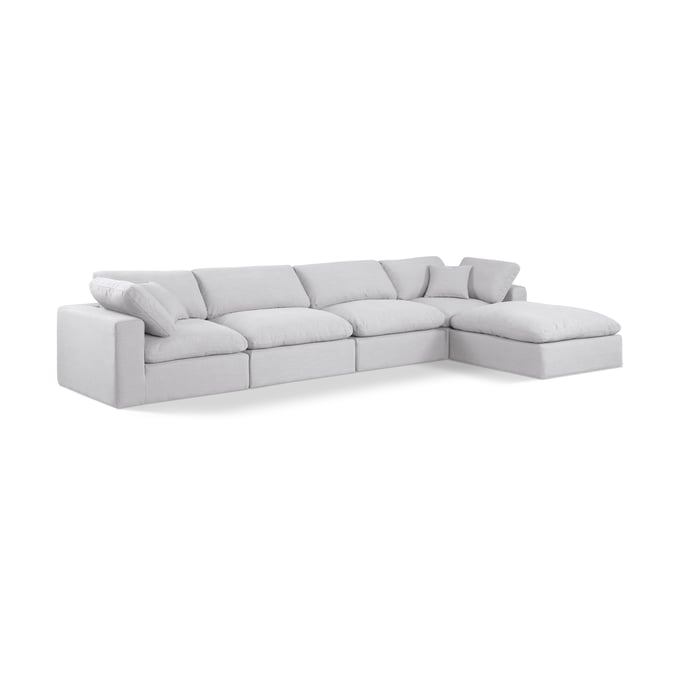 Meridian Furniture Comfy White Fabric 5pc Modular Sectional MRD-187WHITE-SEC5A