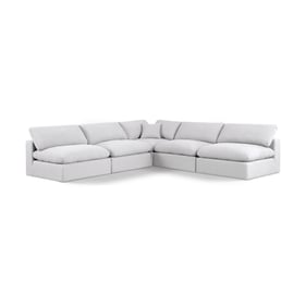 Meridian Furniture Comfy White Fabric Modular 5pc Sectional