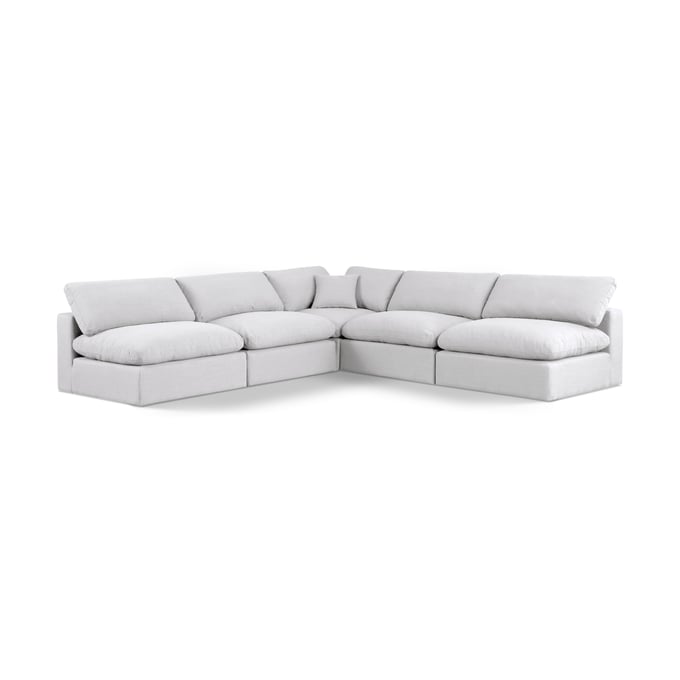 Meridian Furniture Comfy White Fabric Modular 5pc Sectional MRD-187WHITE-SEC5B