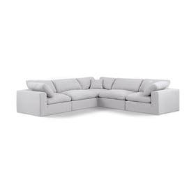 Meridian Furniture Comfy White Fabric 5pc Sectional