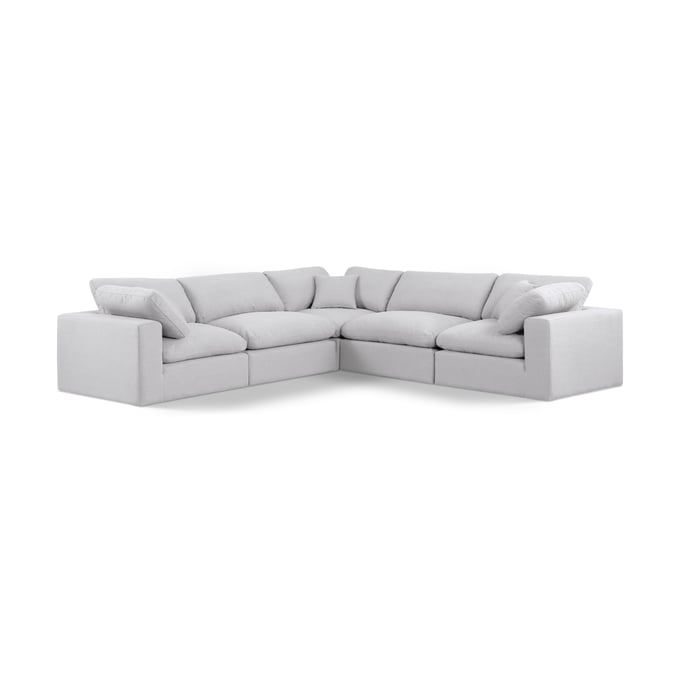 Meridian Furniture Comfy White Fabric 5pc Sectional MRD-187WHITE-SEC5C