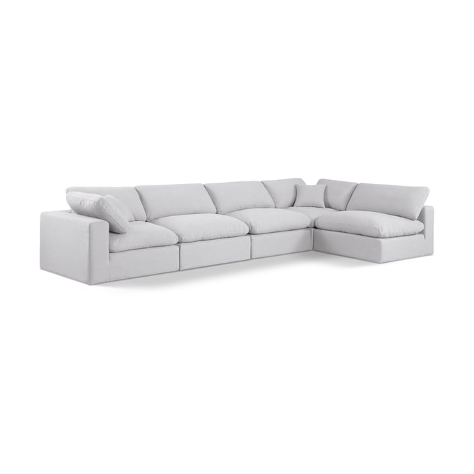 Meridian Furniture Comfy White Fabric Contemporary Sectional MRD-187WHITE-SEC5D