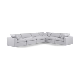 Meridian Furniture Comfy White Fabric 6pc Modular Sectional