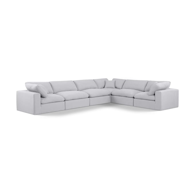 Meridian Furniture Comfy White Fabric 6pc Modular Sectional MRD-187WHITE-SEC6A