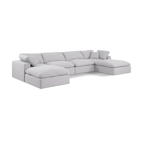 Meridian Furniture Comfy White Fabric Modular 6pc Sectional