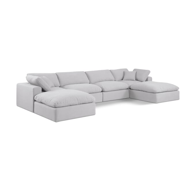 Meridian Furniture Comfy White Fabric Modular 6pc Sectional MRD-187WHITE-SEC6B