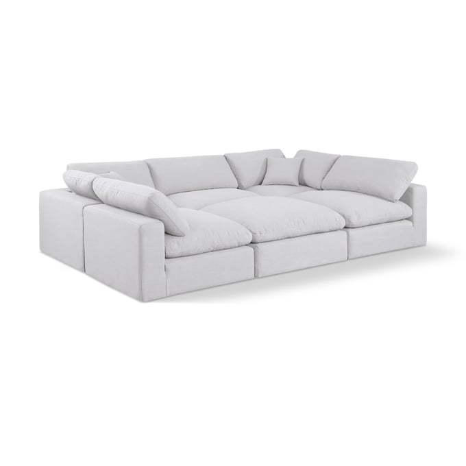 Meridian Furniture Comfy White Fabric 6pc Sectional MRD-187WHITE-SEC6C