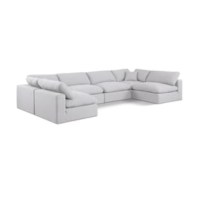 Meridian Furniture Comfy White Fabric Contemporary 6pc Sectional